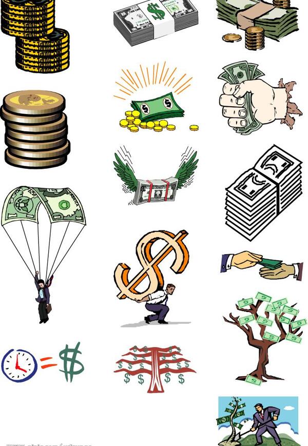 金錢矢量卡通圖