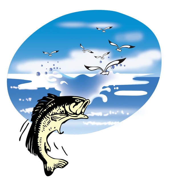 藍天大海魚分層圖圖片
