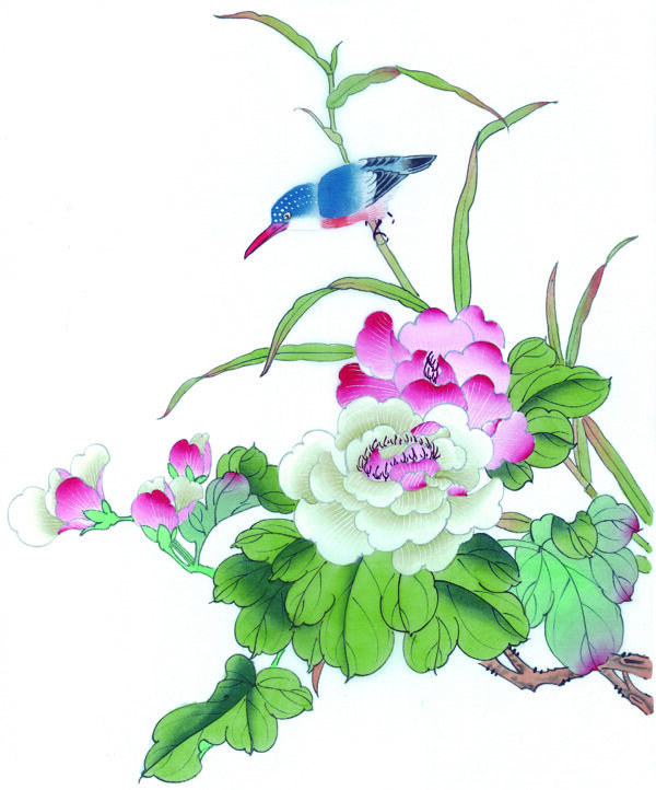 中國風(fēng)花喜鵲牡丹桃花芍藥小鳥中華藝術(shù)繪畫