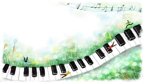 手绘钢琴键盘插画图片