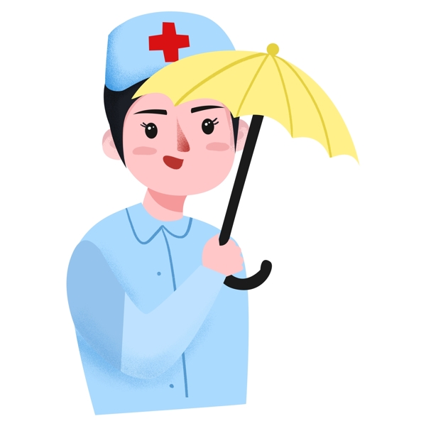 雨天打伞的护士png元素
