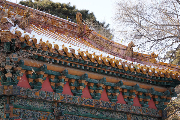 古建筑屋檐雪