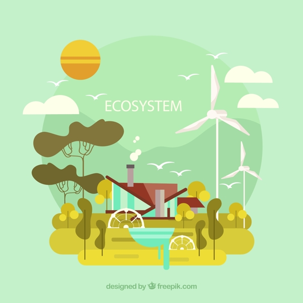 城市生态系统插画图片