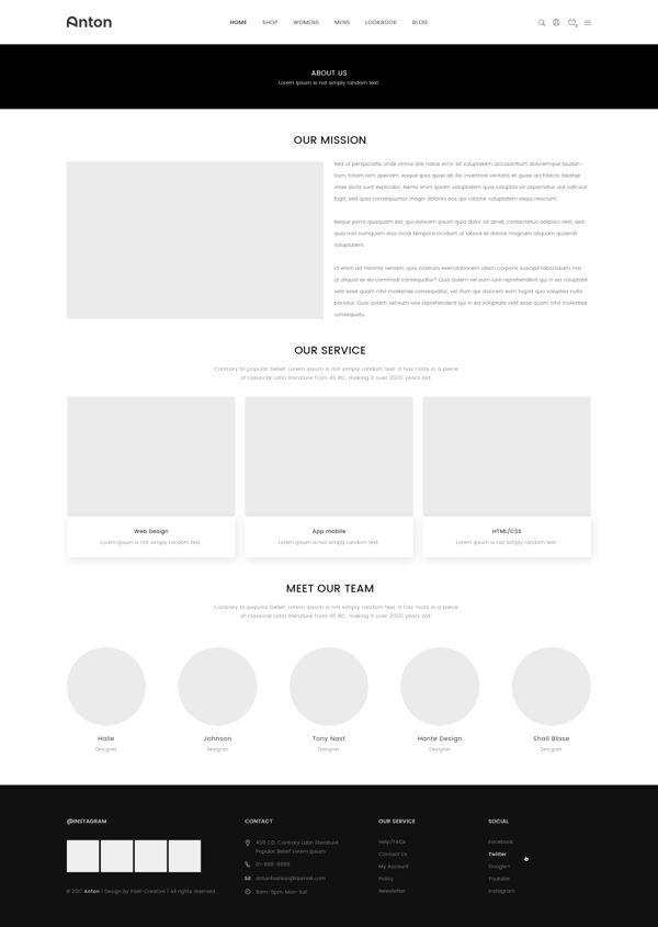 UI网页关于我们简介黑白灰简约PSD模板