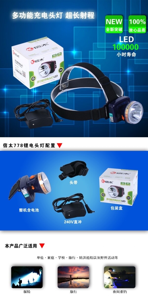 戶外頭燈詳情頁模版