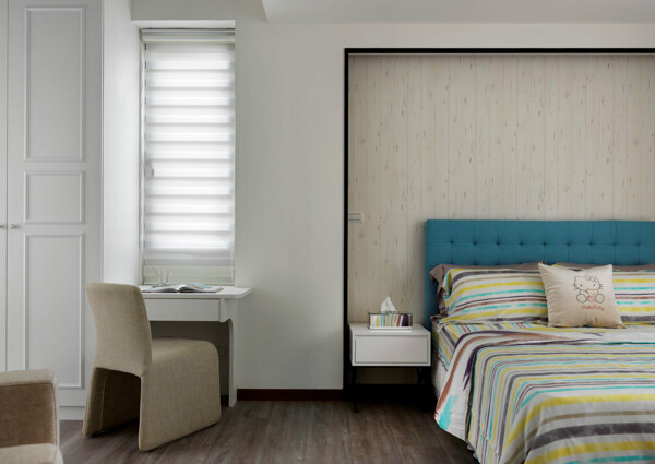 现代温馨卧室白色背景墙室内装修效果图