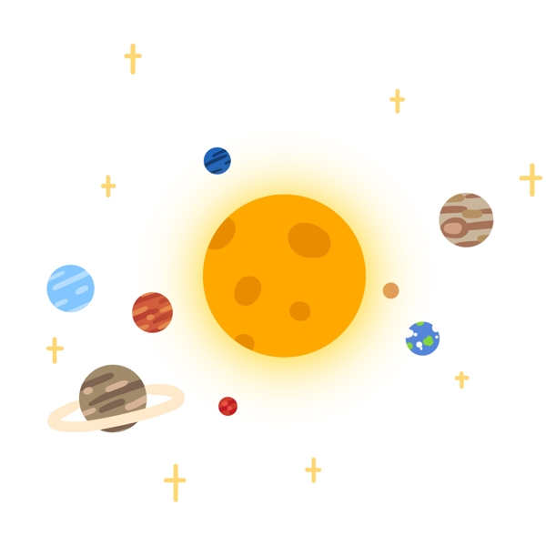 航天的太阳系插画