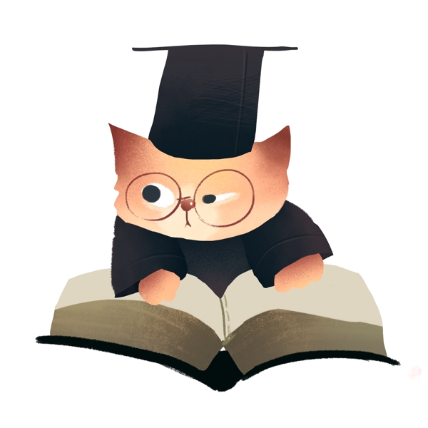 戴眼镜认真看书的小猫图片