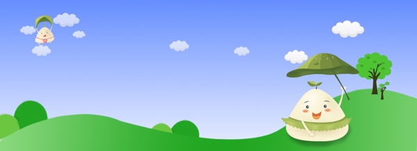 端午節(jié)卡通母嬰粽子banner
