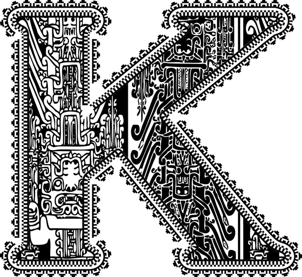 古字母K矢量插畫