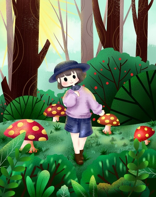原創(chuàng)小清新插畫春分