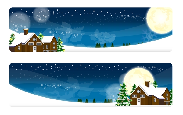 圣誕雪景ai矢量圖