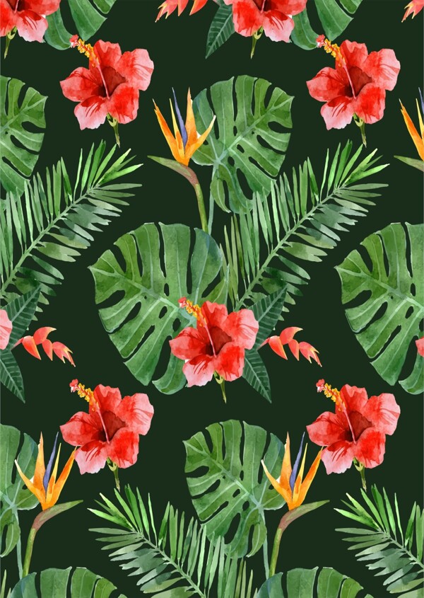 热带风情大树叶植物广告背景