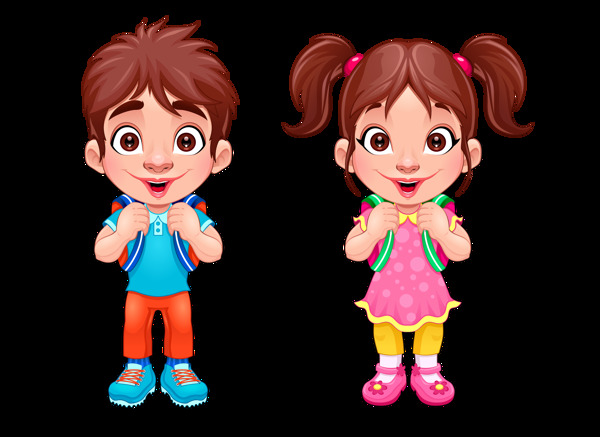可愛(ài)手繪學(xué)生小孩免摳png透明圖層素材