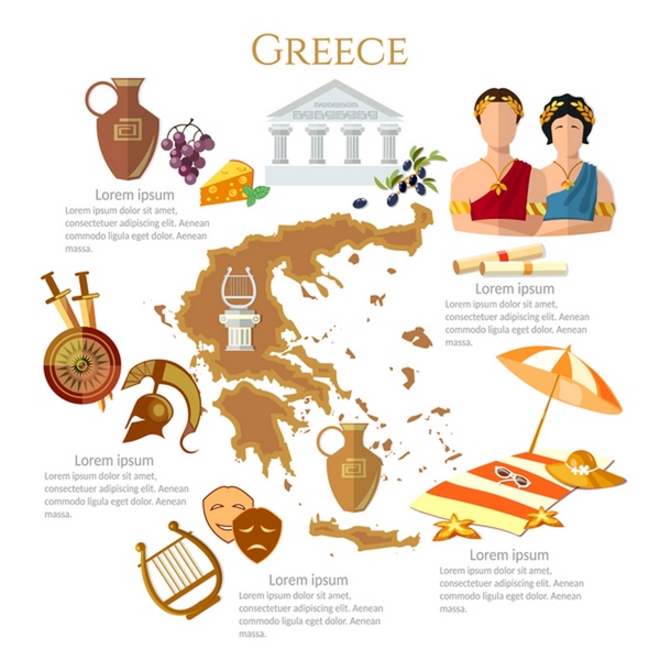 希腊文化设计旅游矢量图