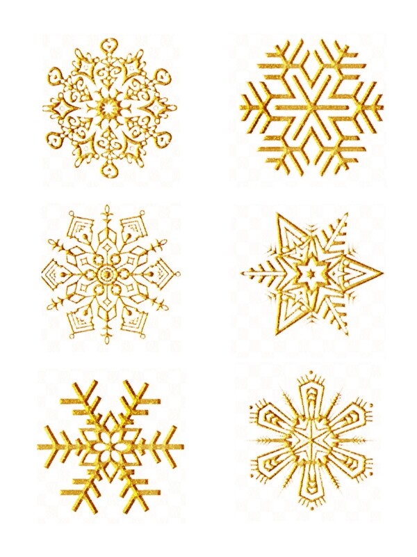 雪花矢量图标金色新年冬季卡通可商用素材