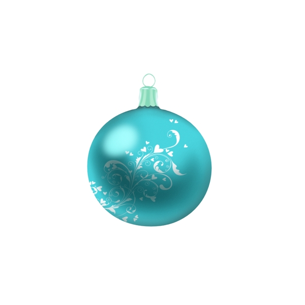 手绘圣诞装饰球青色蓝色花纹创意可商用元素