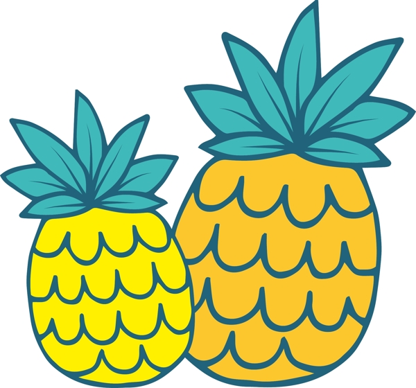 水果菠蘿鳳梨卡通矢量