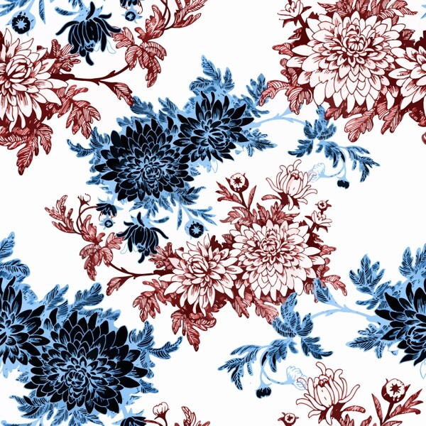 時尚手繪菊花插畫