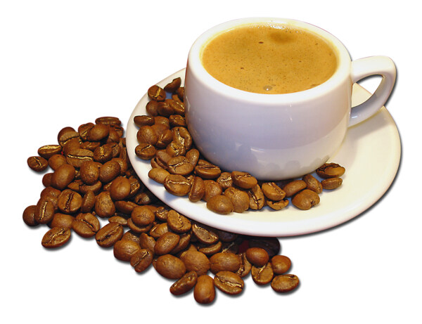 咖啡豆与香浓咖啡图片