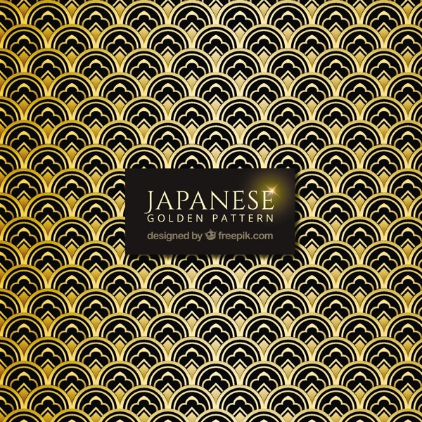 日本图案与黄金抽象的形状