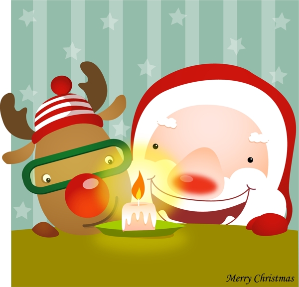 韩国素材圣诞老人与麋鹿图片