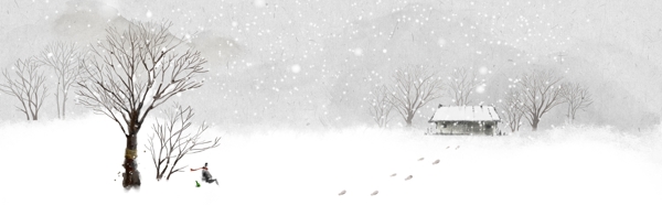 松樹小雪藍(lán)anner背景