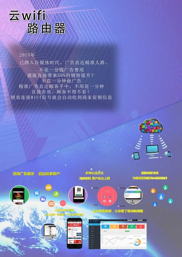 wifi宣傳單紫藍(lán)色背景
