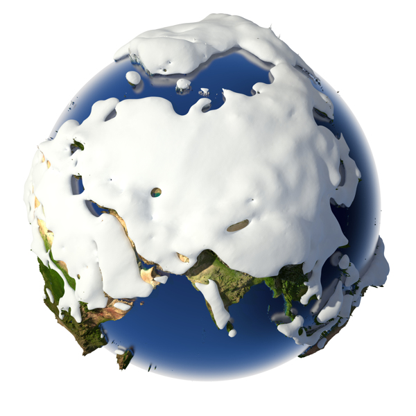 地球上大部分地区被积雪覆盖的大陆图片