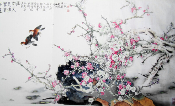 水墨梅花小鳥圖片