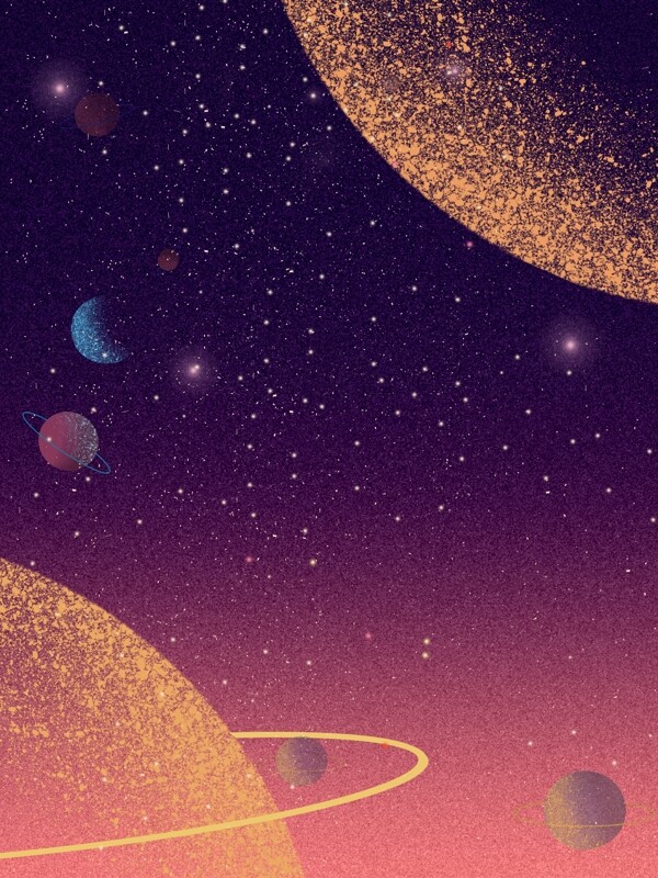 紫色大氣星空宇宙插畫背景