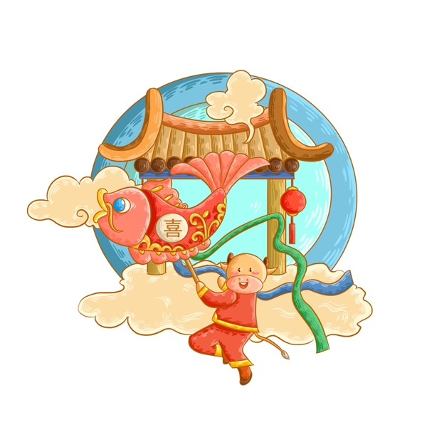 春節(jié)動漫牛形象圖片