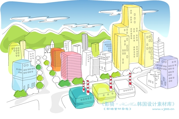 兒童線條插畫小孩游玩卡通童話韓國花紋時尚花紋底紋矢量素材矢量圖片HanMaker韓國設(shè)計素材庫