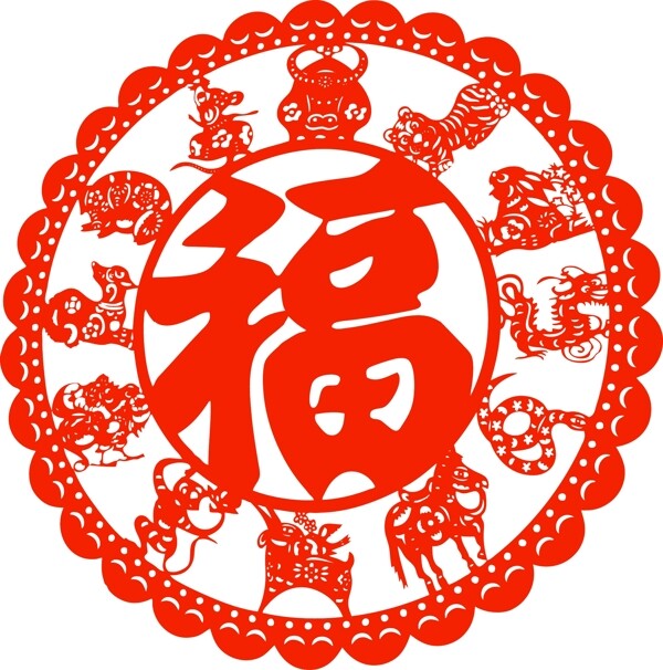 十二生肖剪紙圖片
