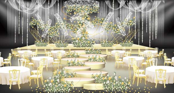唯美婚礼舞台设计效果图