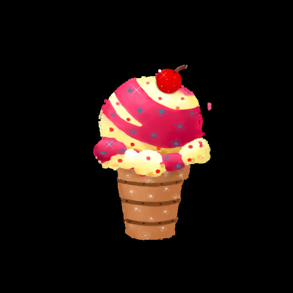 樱桃冰淇淋元素