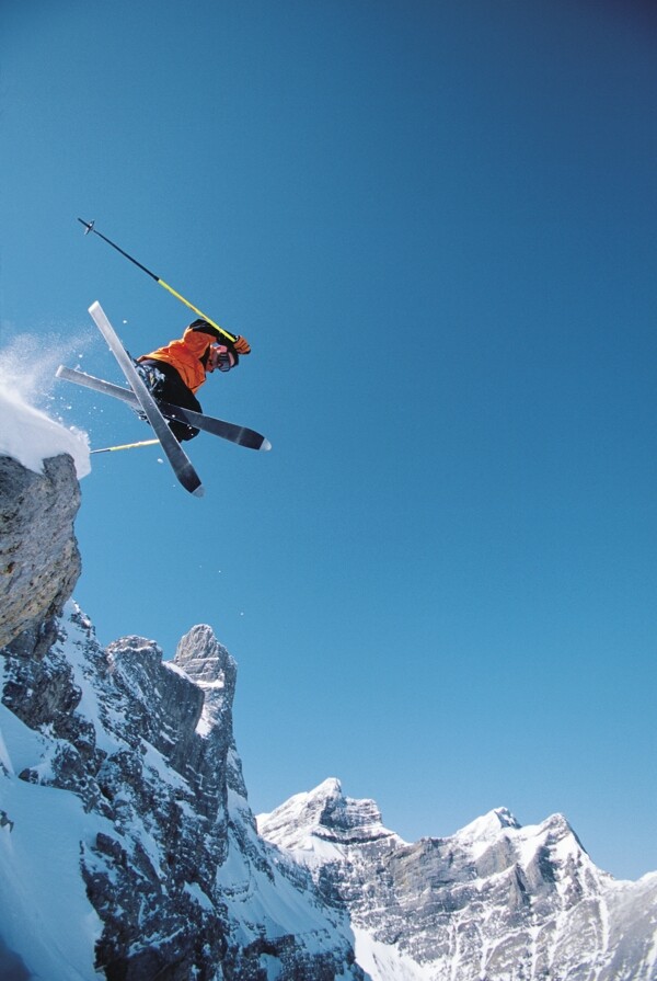 高山划雪运动摄影图图片