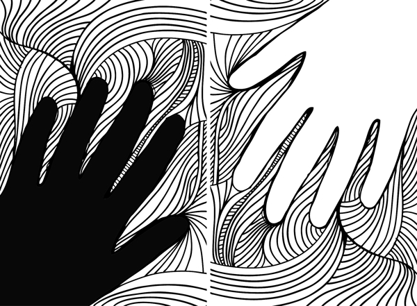 素描的手在背景矢量插畫(huà)