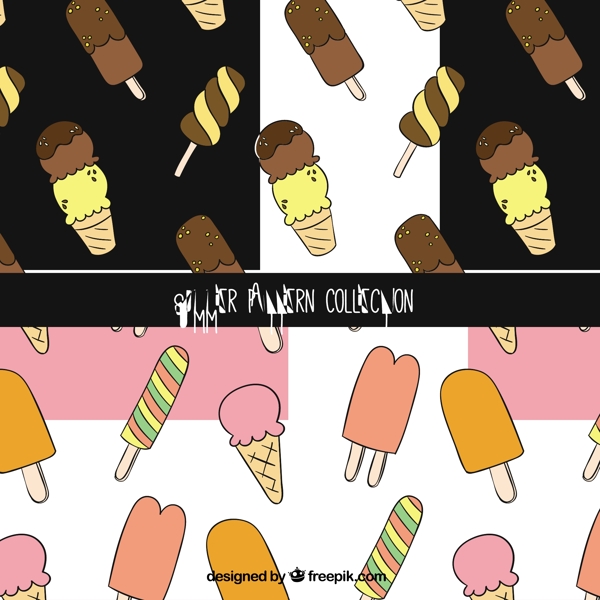 夏天元素各种冰淇淋装饰图案