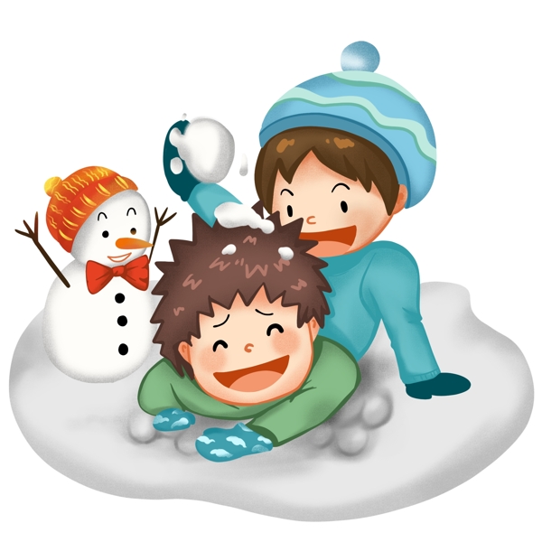冬季打雪仗卡通兒童