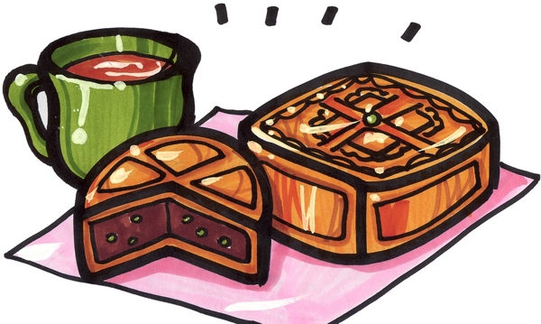 手繪炸月餅圖片