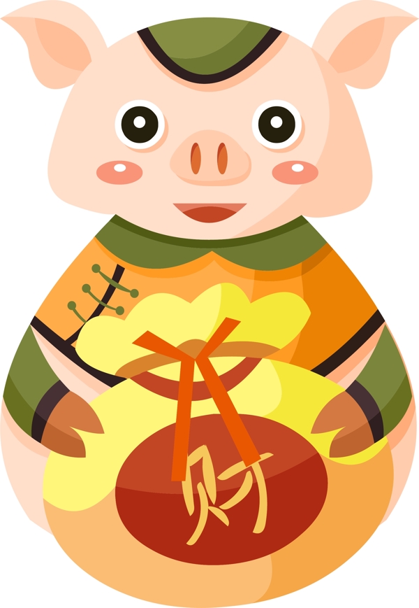 2019豬年扁平風(fēng)手繪卡通祝福豬