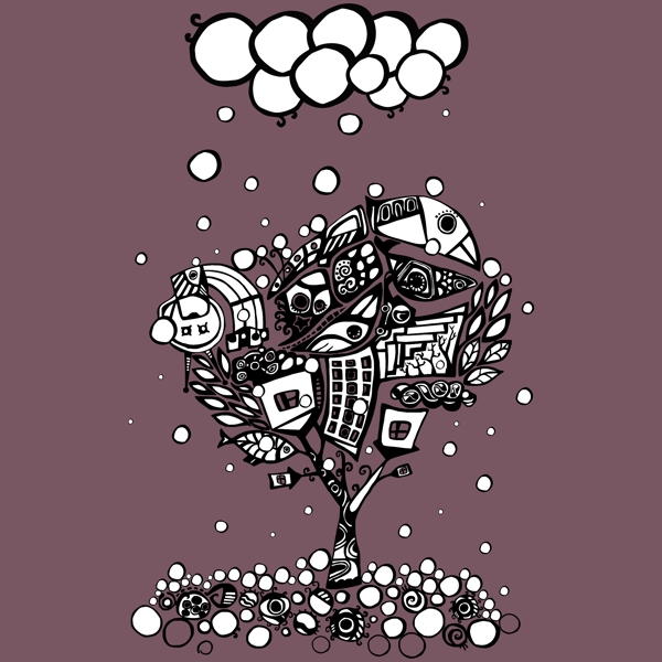 迷幻风格的树图
