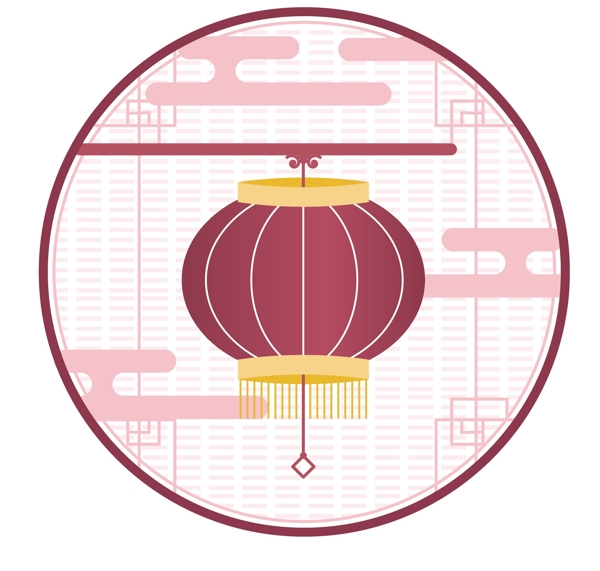 扁平風(fēng)元旦復(fù)古創(chuàng)意簡約中國風(fēng)紅色燈籠