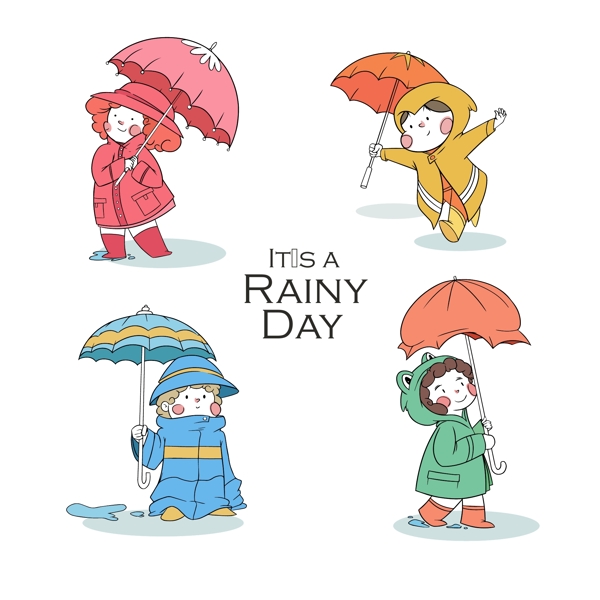卡通下雨的季节