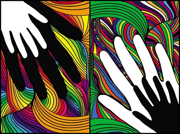 素描的手在背景矢量插畫