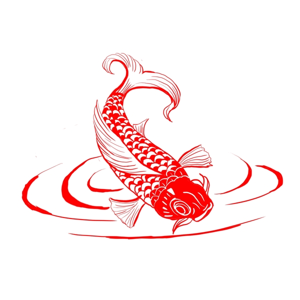 錦鯉窗花剪紙商用插畫(huà)