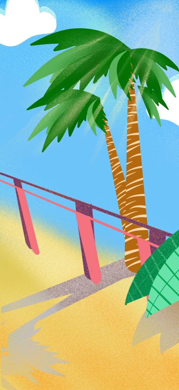 蓝色夏日旅游季海边椰子树背景