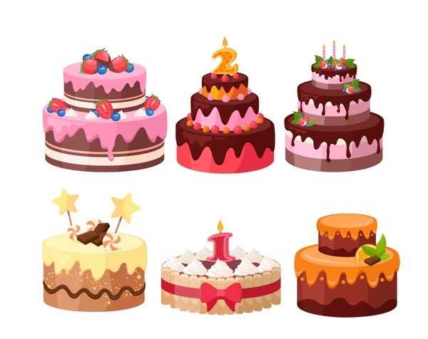 生日蛋糕矢量图图片