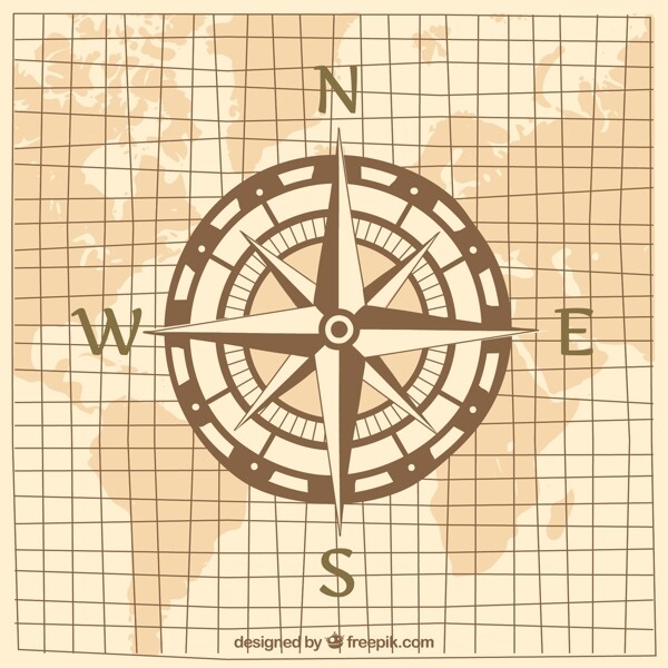 指南针设计图像世界地图背景
